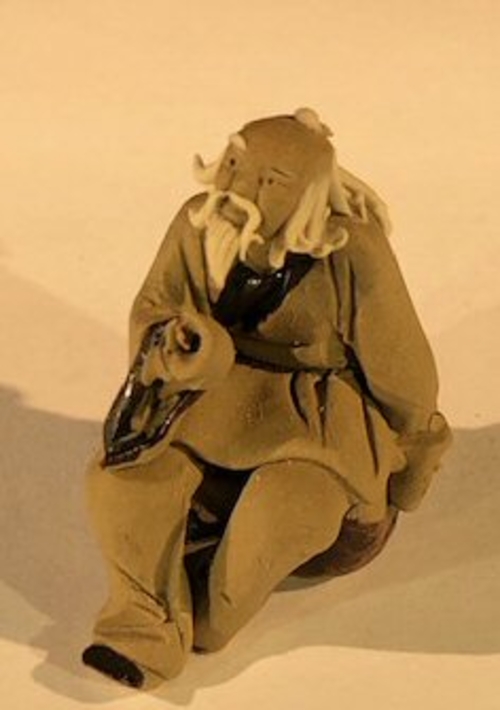 Miniature Ceramic Figurine - Mud Man Sitting1.5"