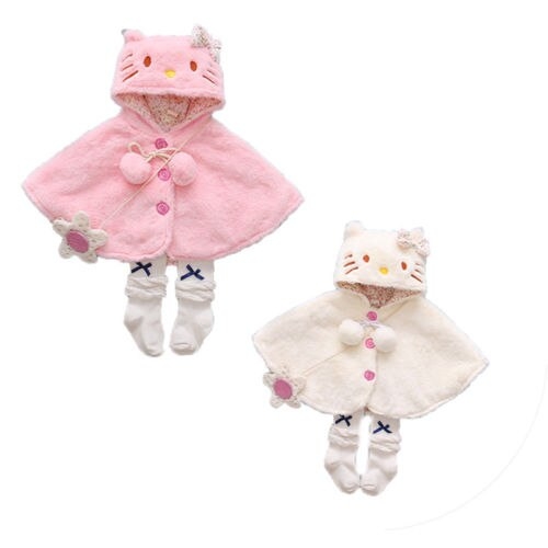 Lovely Baby Girls Cat Hooded Cloak Poncho Jacket