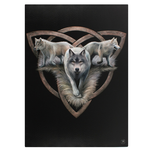 50x70cm Wolf Trio Canvas Plaque by Anne Stokes