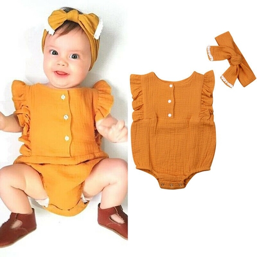 Newborn Baby Girl Boys Cute Bodysuits Headband