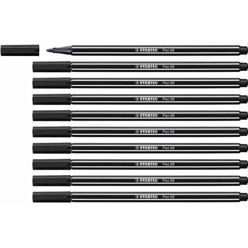 Felt-tip pens Stabilo Pen 68 Black (10 Pieces)