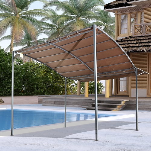 Outsunny 10x8ft Metal Gazebo with Extendable Side Awning Shelter Sun