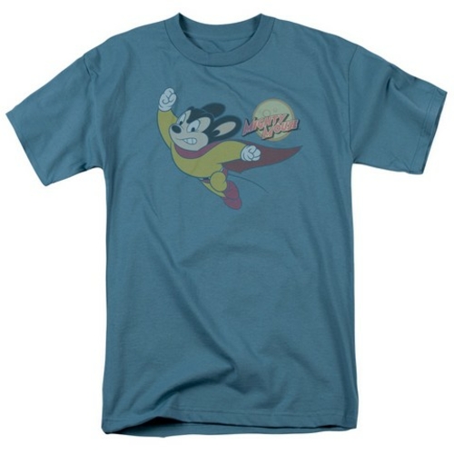 Trevco Mighty Mouse-To The Sky - Short Sleeve Adult 18-1 Tee - Slate- 