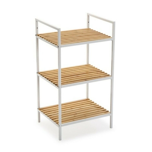 Bathroom Shelves Versa White Metal PVC Bamboo (32,5 x 70 x 39 cm)