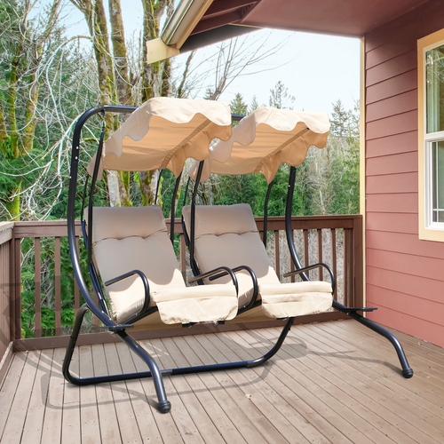 Outsunny Luxury Metal Swing Chair 2 Separated Seater Hammock