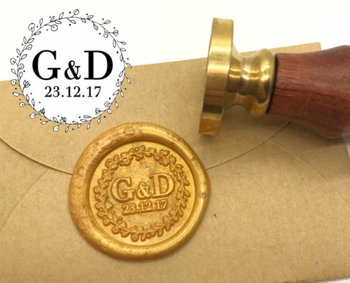 Date Initial Wax Seal Stamp Personalized Monogram Custom wedding