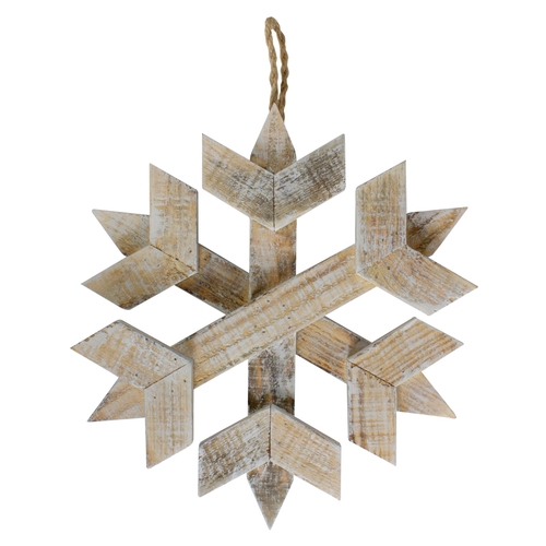 Northlight 34302427 12 in. Wooden Hanging Snowflake Christmas Ornament