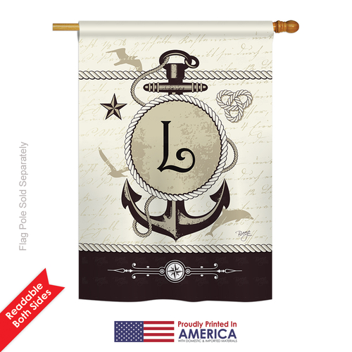 Breeze Decor 30194 Nautical L Monogram 2-Sided Vertical Impression Hou