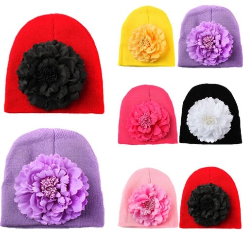 Baby Big Flower Beanie Hats Babies Lovely Newborn