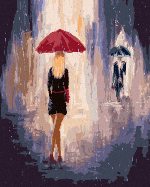 Paint by Numbers - WOMAN AND MAN WITH UMBRELLAS