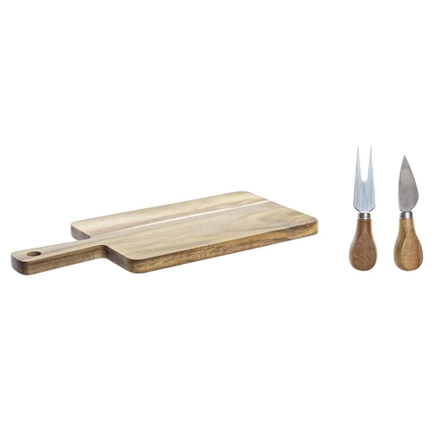 Set of chopping boards DKD Home Decor 2 knives Stainless steel Acacia