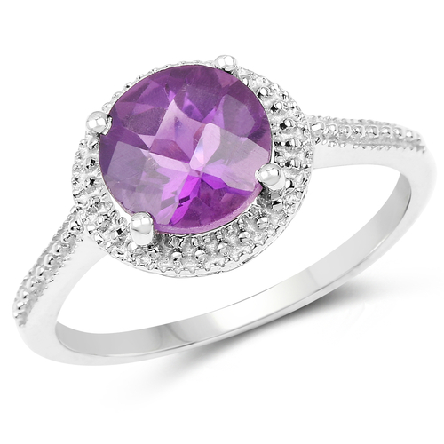 1.76 Carat Genuine Amethyst .925 Sterling Silver Ring