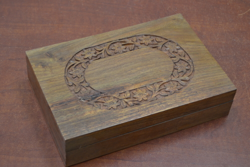 Handmade Carved Flower Storage Wood Box