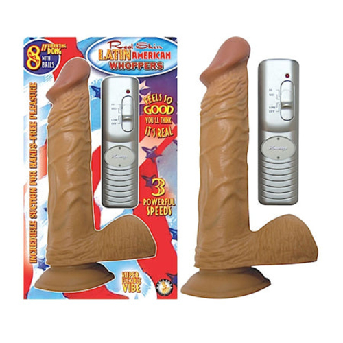 Latin American Whoppers 8in. Straight Vibrating Dong With Balls