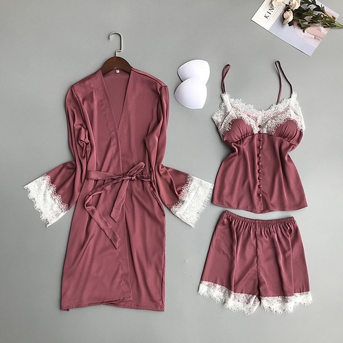 2019 Women Pajamas Sets With Chest Pads 3 Pieces