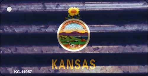 Main Smart Blonde KC-11957 1.5 x 3 in. Kansas Corrugated Flag Novelty Key C image