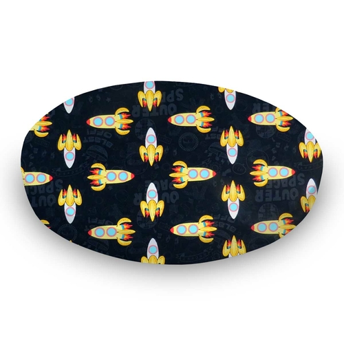 SheetWorld Fitted Round Crib Sheet - 100% Cotton Woven - Outer Space,