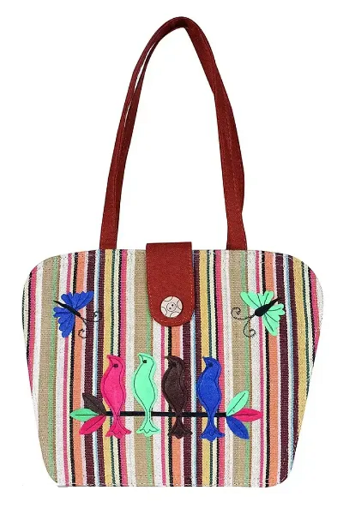 Women's Jute Printed Designer Large Size Casual Shoulder Handbag