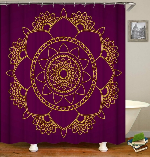 Mandala With Purple Background Shower Curtain