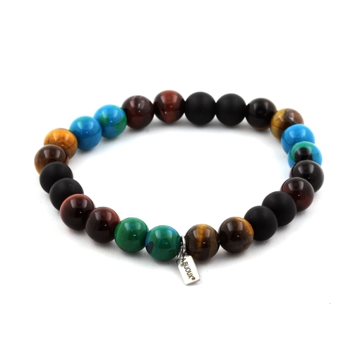 Red Tiger's Eye+Chrysocolla+Matte Black Onyx+Tiger's Eye Bracelet
