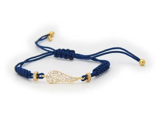 Fronay 552208 Blue Kindred Cord Angel Wing Cubic Zirconia Silver Gold 