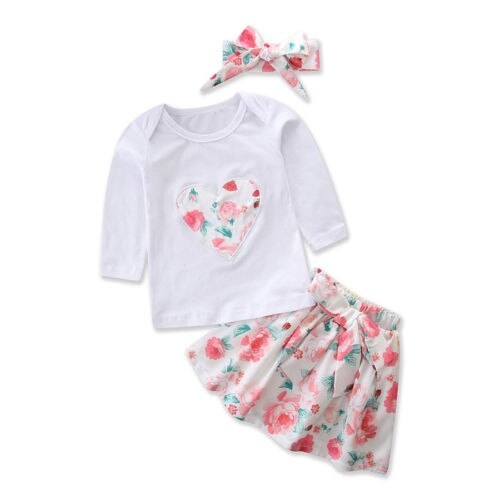 Toddler Kids Baby Girls White Tops T shirt Short