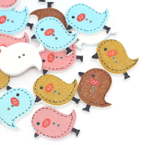 50Pcs/Set Cute Children Baby Mixed Wood Bird