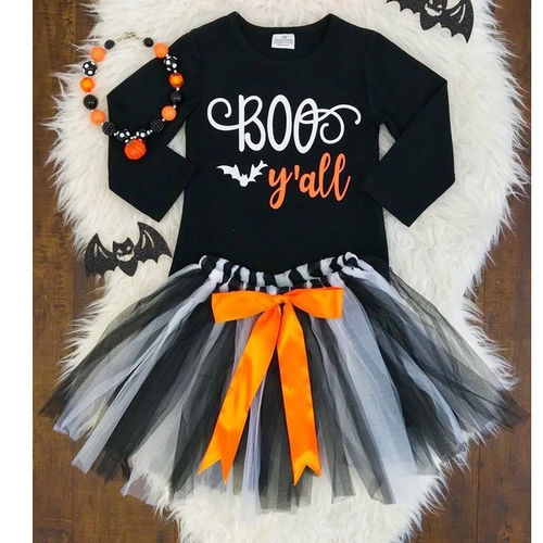 Toddler Baby Girls Halloween Letter Romper Long