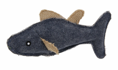 Durable Fish Plush Kitty Catnip Cat Toy, Black - Large