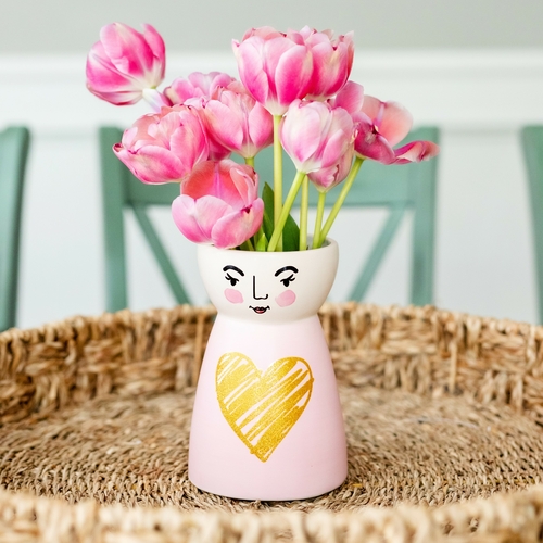 Ceramic Face Vase- Love Heart