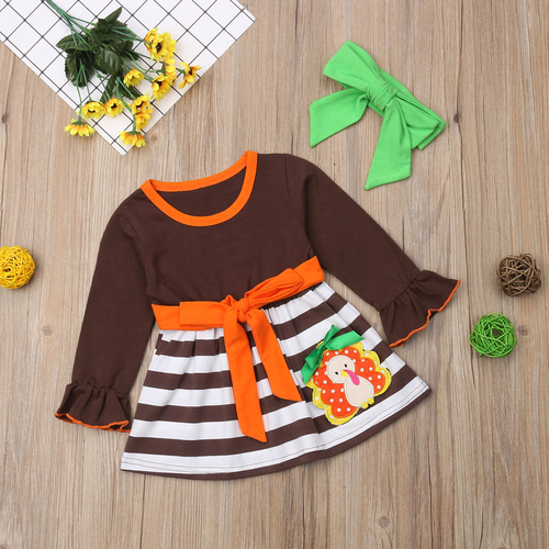 Little Girls Thanksgiving Day Dress Clothes