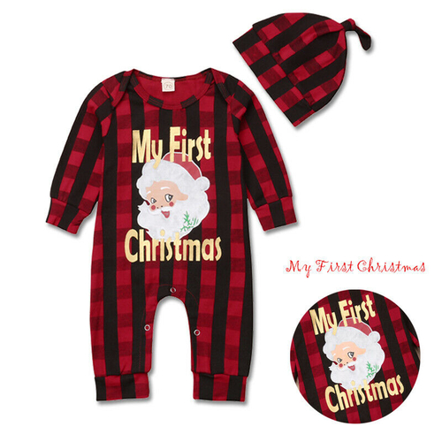 2PCS Baby Cute Christmas Santa Romper Long Sleeve