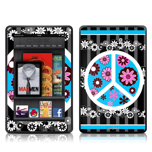 DecalGirl AKF-PFLWRS-BLK Kindle Fire Skin - Peace Flowers Black