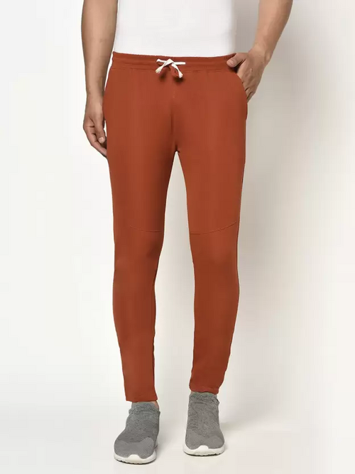 Main Men Solid Orange Track Pants Size M image