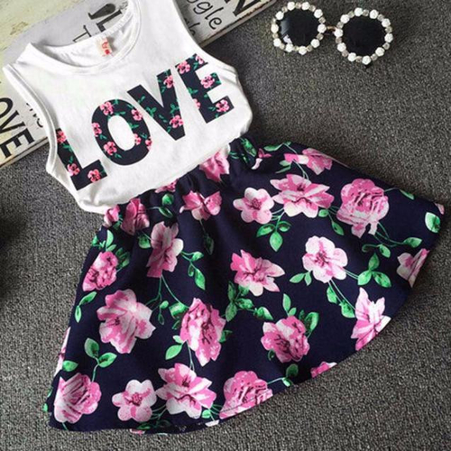 Baby Clothes Girls Love Letters Printed Sleeveless