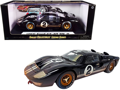 1966 Ford GT-40 MK II #2 Black with Silver Stripes After Race (Dirty