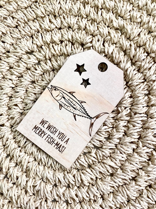 Wooden Christmas Swing Tag - Tuna Fish