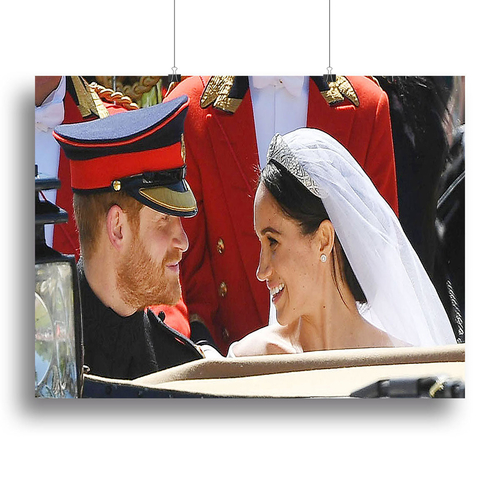 Prince Harry smiles at his new wife Meghan Canvas Print or Poster