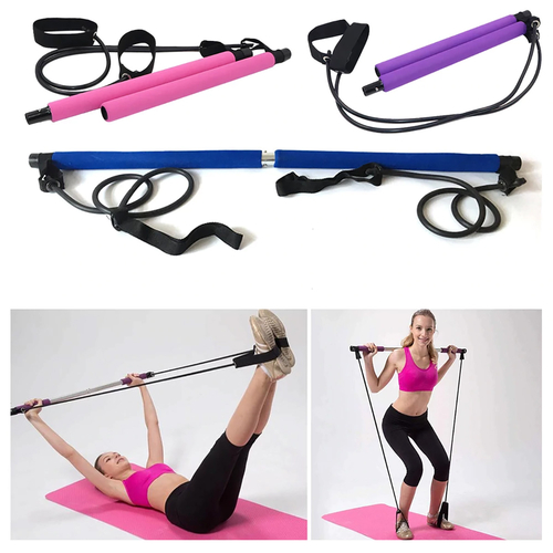  Pilates Bar Stick Resistance Band for Portable Gym Home