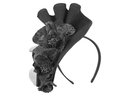 Large black felt flower winter fascinator