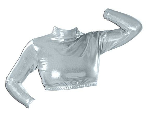 Pizzazz 7500M -SIL -YS 7500M Youth Crop Top, Metallic Silver - Sma