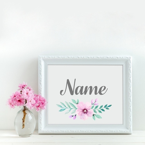 Custom Girl's Name With Flower Canvas Art Painting