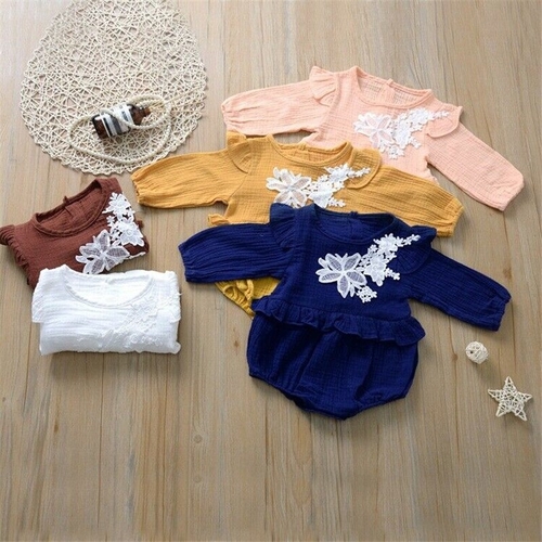 Cute Baby Girls Embroidery Bodysuits Newborn