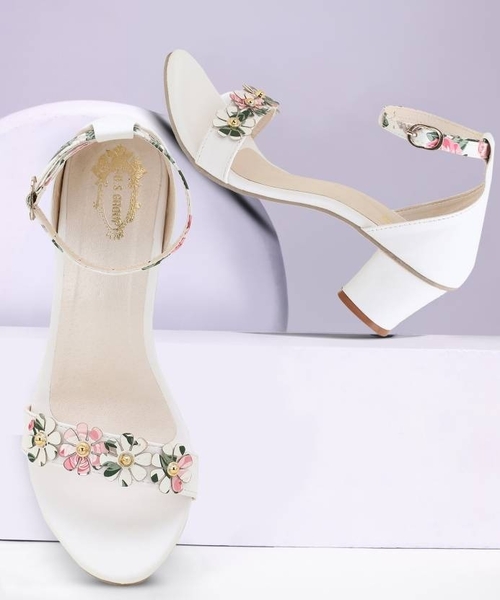 Women White Heels Sandal