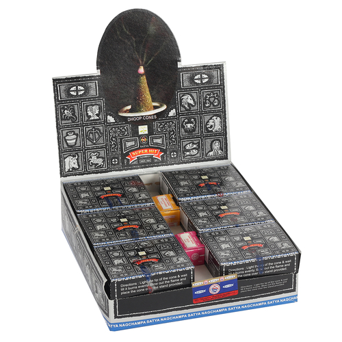 Box of 12 Packs of Super Hit Incense Cones by Satya