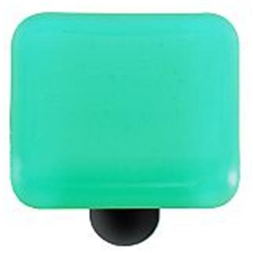 Hot Knobs HK1026-KB Light Aqua Blue Square Glass Cabinet Knob - Black 