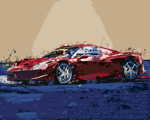 Paint by Numbers - RED ABSTRACT CAR FERRARI
