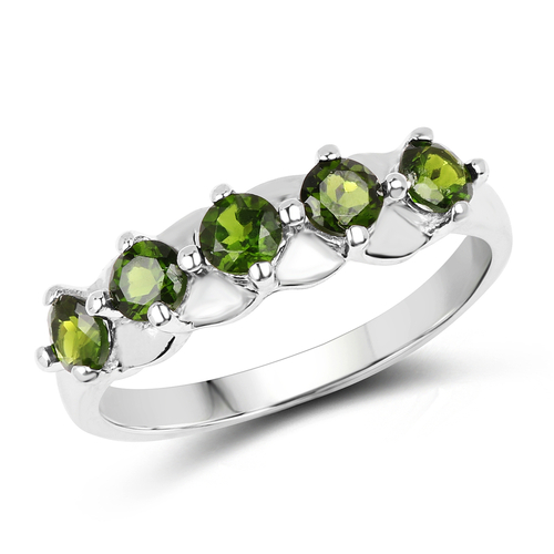 1.00 Carat Genuine Chrome Diopside .925 Sterling Silver Ring