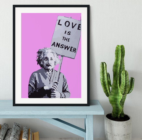 Banksy Love Is The Answer Purple Framed Print