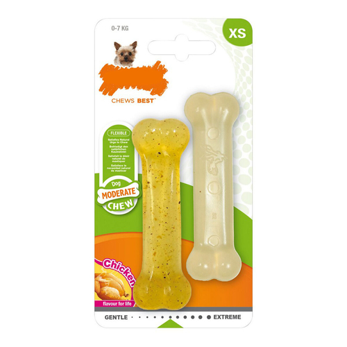 Dog chewing toy Nylabone Moderate Chew Twin Thermoplastic Chicken XS